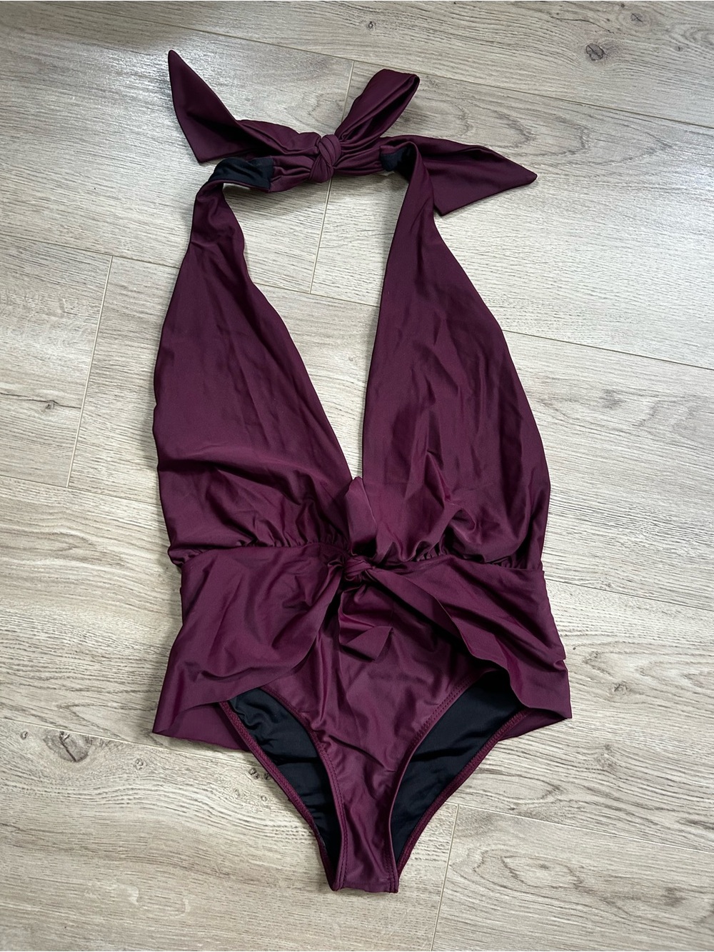 Beach Riot Plum Halter One-Piece Swim
